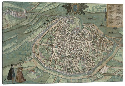 Map of Avignon, from 'Civitates Orbis Terrarum' by Georg Braun  Canvas Art Print