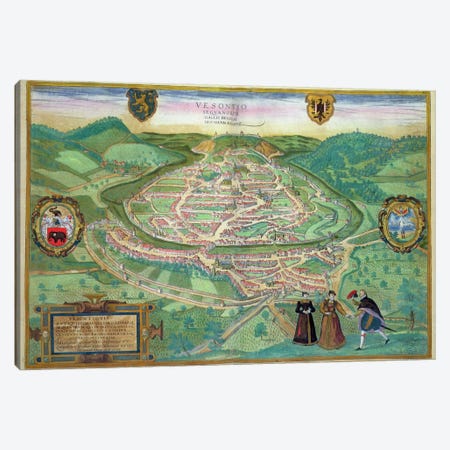 Map of Besancon, from 'Civitates Orbis Terrarum' by Georg Braun  Canvas Print #BMN1632} by Joris Hoefnagel Canvas Art Print