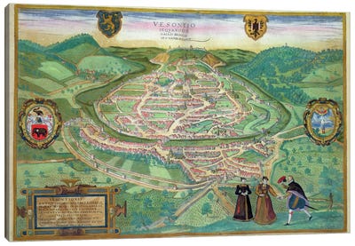 Map of Besancon, from 'Civitates Orbis Terrarum' by Georg Braun  Canvas Art Print