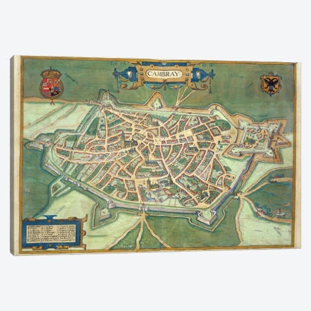 Map of Cambrai, from 'Civitates Orbis Terrarum' by Georg Braun  Canvas Print #BMN1634} by Joris Hoefnagel Canvas Artwork
