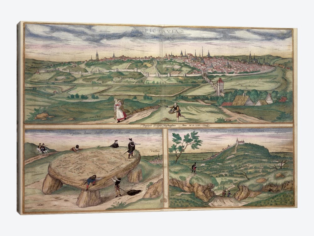 Map of Poitiers, from 'Civitates Orbis Terrarum' by Georg Braun  by Joris Hoefnagel 1-piece Canvas Print