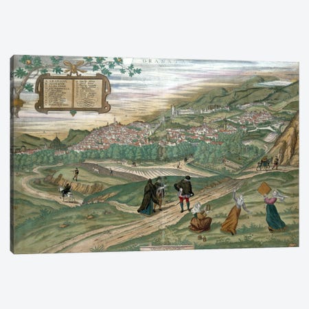 Map of Granada, from 'Civitates Orbis Terrarum', Volume I number 4, by Georg Braun  Canvas Print #BMN1644} by Joris Hoefnagel Canvas Art Print