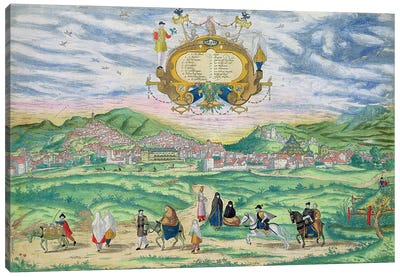 Map of Granada, from 'Civitates Orbis Terrarum' by Georg Braun  Canvas Art Print