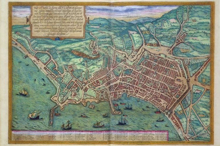 Map of Naples, from 'Civitates Orbis Terrarum' by Georg Braun 