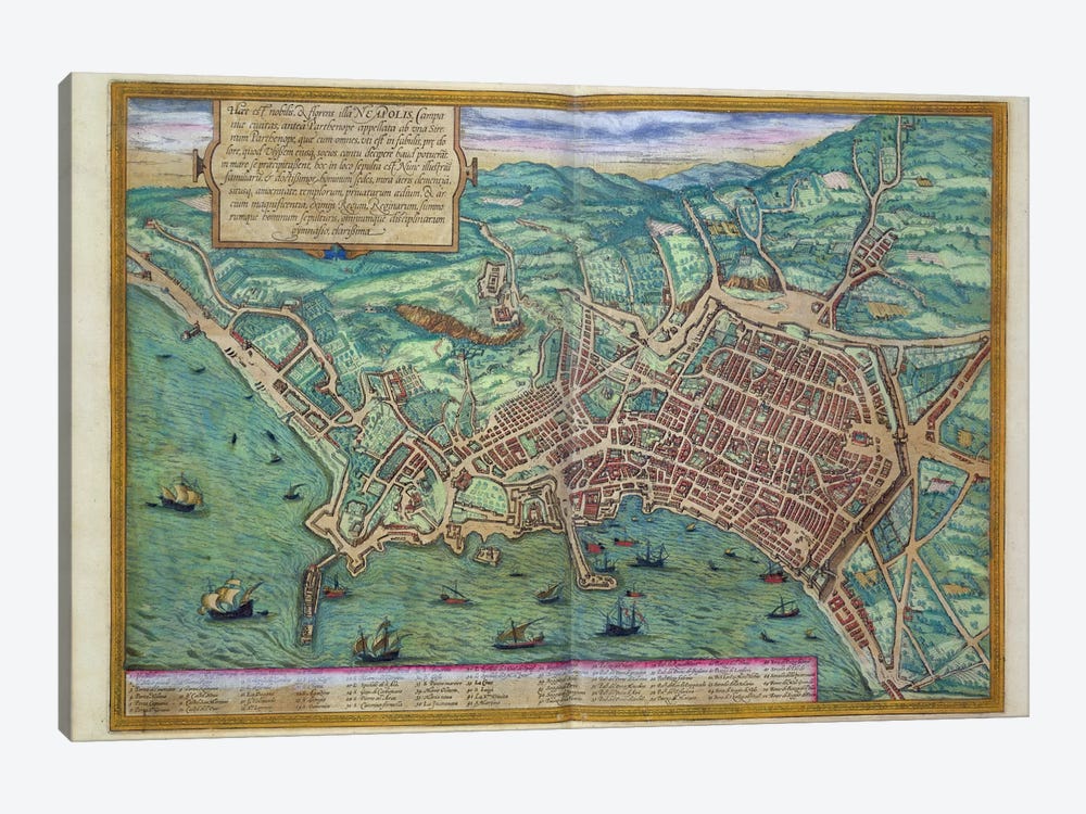 Map of Naples, from 'Civitates Orbis Terrarum' by Georg Braun  1-piece Art Print