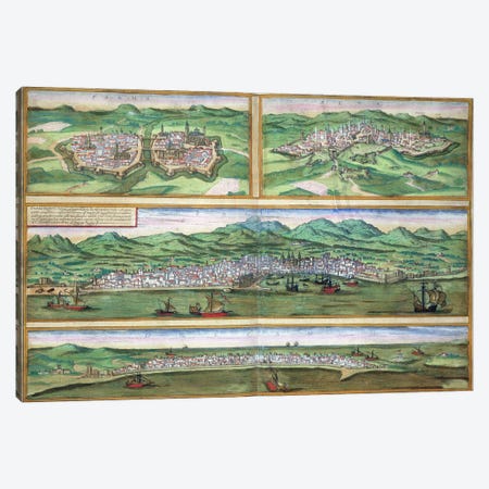 Map of Parma, Siena, Palermo, and Drepanum, from 'Civitates Orbis Terrarum' by Georg Braun  Canvas Print #BMN1658} by Joris Hoefnagel Canvas Art Print
