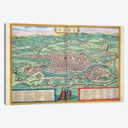 Map of Rome, from 'Civitates Orbis Terrarum' by Georg Braun  Canvas Print #BMN1659} by Joris Hoefnagel Art Print
