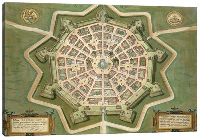 Map of Palma, from 'Civitates Orbis Terrarum' by Georg Braun  Canvas Art Print
