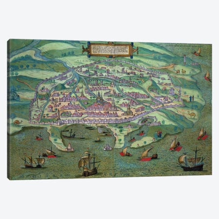 Map of Alexandria, from 'Civitates Orbis Terrarum' by Georg Braun  Canvas Print #BMN1665} by Joris Hoefnagel Art Print
