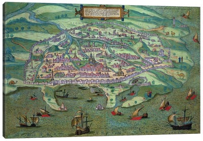 Map of Alexandria, from 'Civitates Orbis Terrarum' by Georg Braun  Canvas Art Print