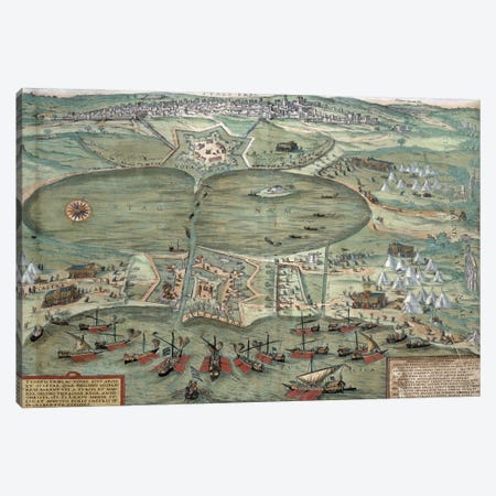 Map of Tunis, from 'Civitates Orbis Terrarum' by Georg Braun  Canvas Print #BMN1668} by Joris Hoefnagel Canvas Artwork
