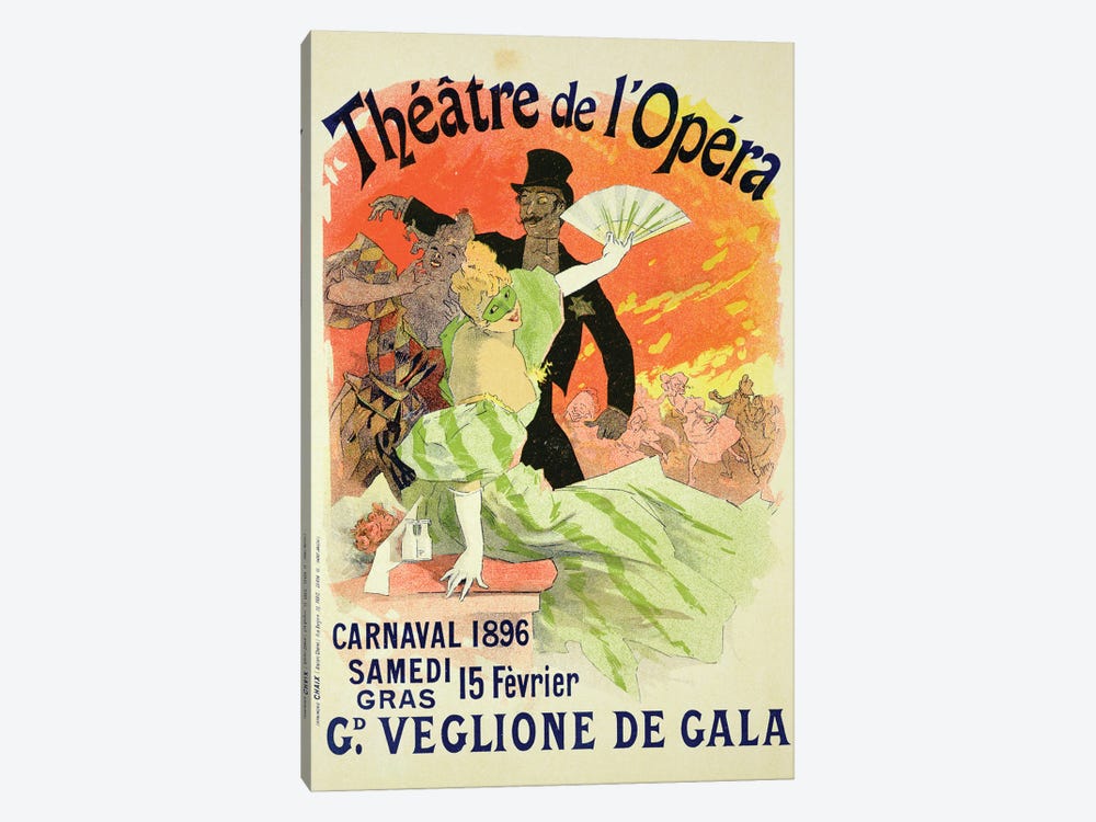 Carnival At Theatre de l'Opera Advertisement, 1896  by Jules Cheret 1-piece Canvas Wall Art