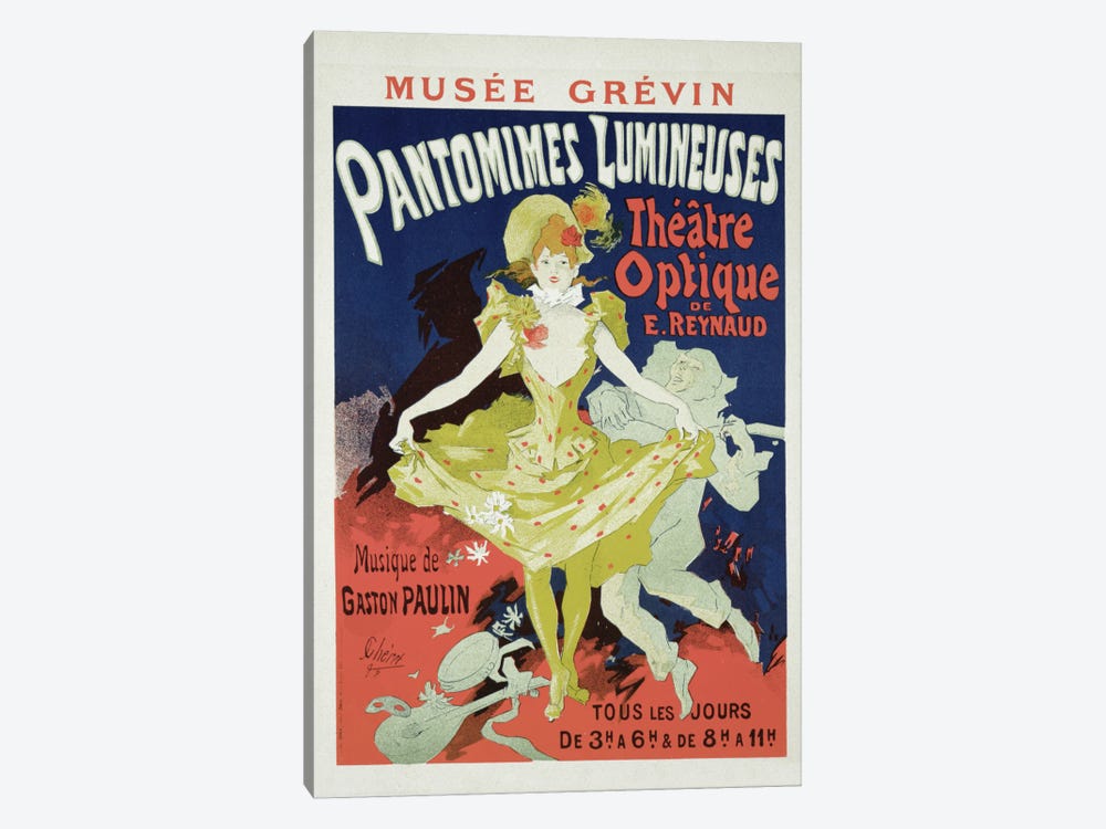 Pantomimes Lumineuses At Musee Grevin Advertisement, 1892  by Jules Cheret 1-piece Canvas Art Print