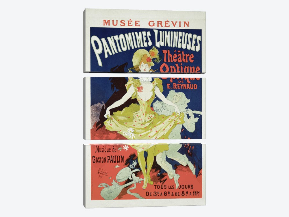 Pantomimes Lumineuses At Musee Grevin Advertisement, 1892  3-piece Canvas Print