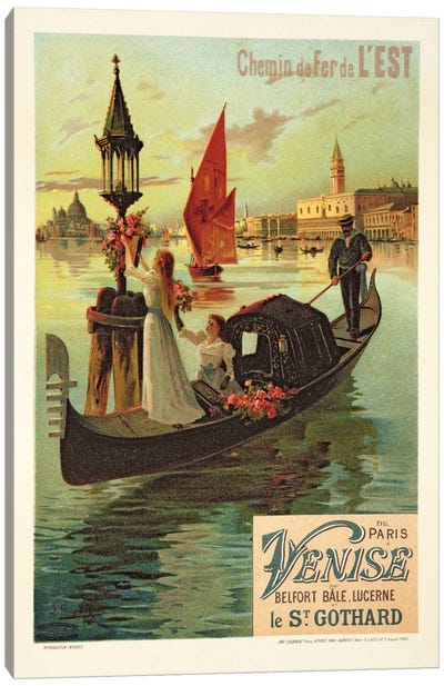 Reproduction of a Poster Advertising the Eastern Railway from Paris to Venice  Canvas Art Print