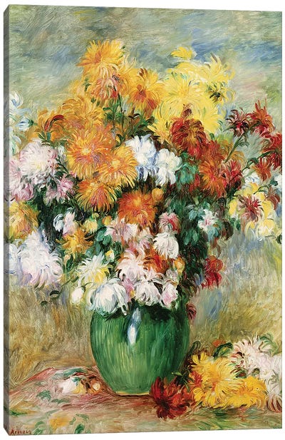 Bouquet of Chrysanthemums, c.1884  Canvas Art Print - Pierre Auguste Renoir