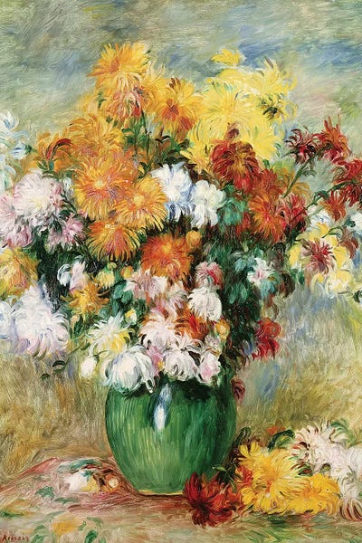 Pottery Still Life: Bouquet of Chrysanthemums, c.1884  by Pierre-Auguste Renoir