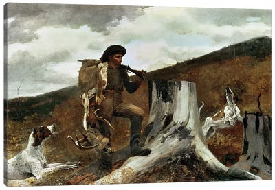 The Hunter and his Dogs, 1891  Canvas Art Print - Winslow Homer