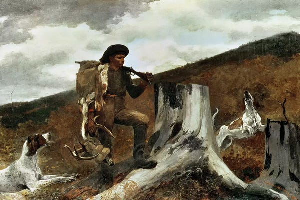Realism: The Hunter and his Dogs, 1891  by Winslow Homer