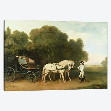 A Phaeton with a Pair of Cream Ponies in the Charge of a Stable-Lad, c.1780-5  Canvas Print #BMN1681} by George Stubbs Canvas Artwork