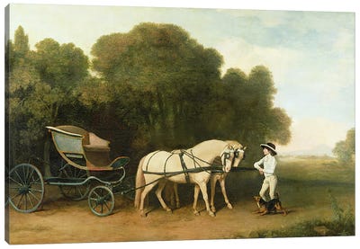 A Phaeton with a Pair of Cream Ponies in the Charge of a Stable-Lad, c.1780-5  Canvas Art Print