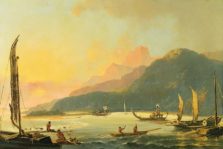 Tahitian War Galleys in Matavai Bay, Tahiti, 1766 