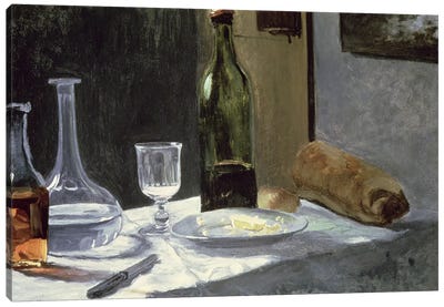 Still Life with Bottles, 1859  Canvas Art Print - Bread