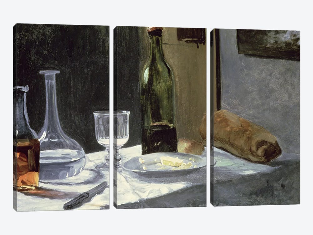 Still Life with Bottles, 1859  by Claude Monet 3-piece Canvas Print