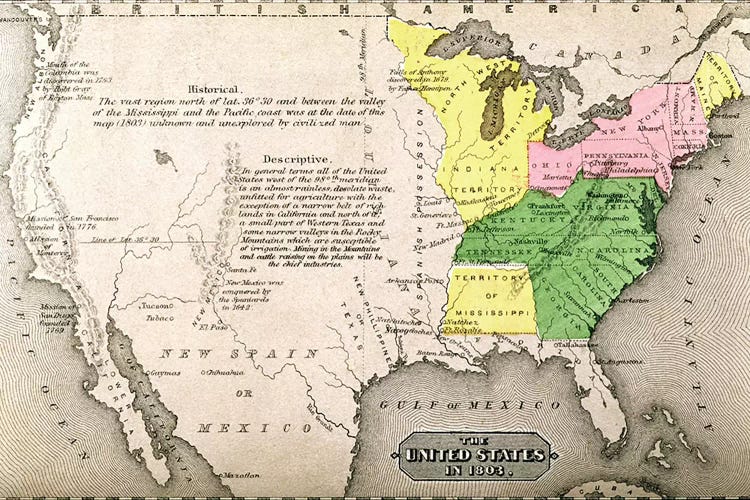 Map Of The United States In 1803, Our Whole Country: The Past And Present Of The United States, Historical And Descriptive by American School canvas print