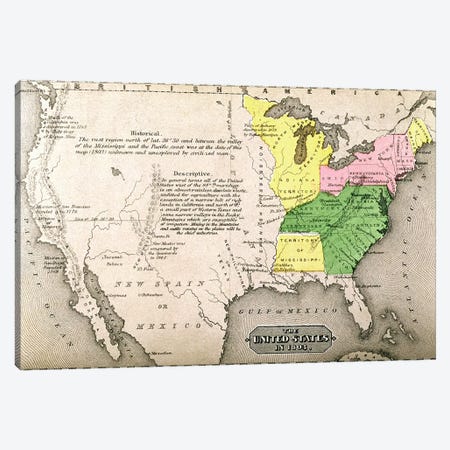 Map Of The United States In 1803, Our Whole Country: The Past And Present Of The United States, Historical And Descriptive Canvas Print #BMN1692} by American School Canvas Art Print