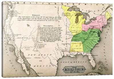 Map Of The United States In 1803, Our Whole Country: The Past And Present Of The United States, Historical And Descriptive Canvas Art Print - Antique Maps