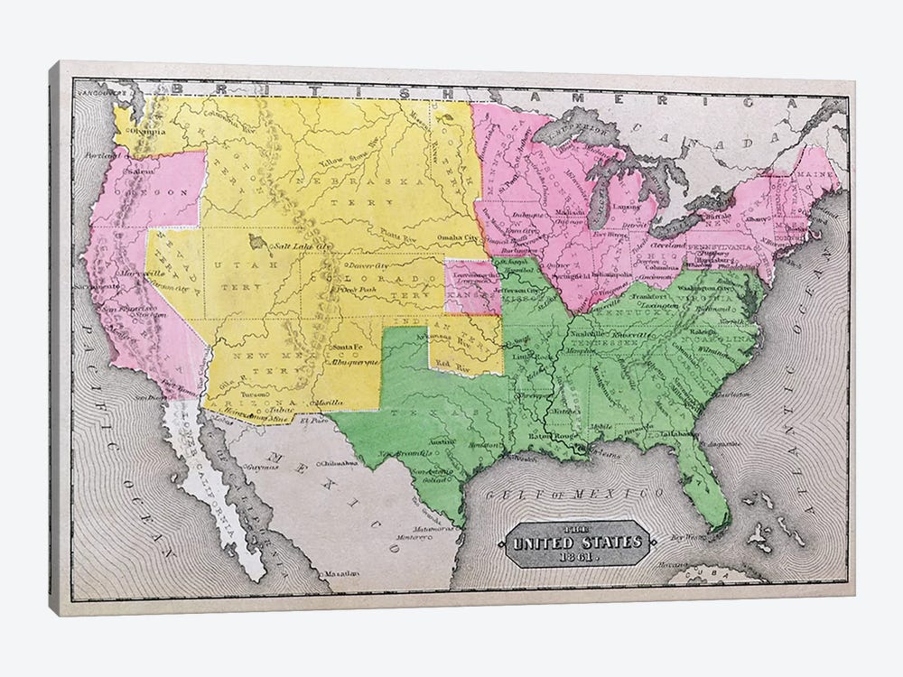 Map Of The United States In 1861 Our Whole American School Icanvas