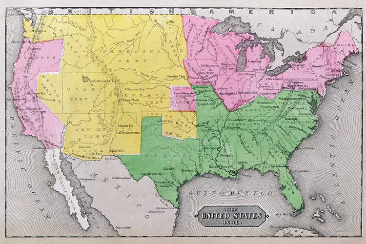 Map Of The United States In 1861, Our Whole Country: The Past And Present Of The United States, Historical And Descriptive by American School wall art