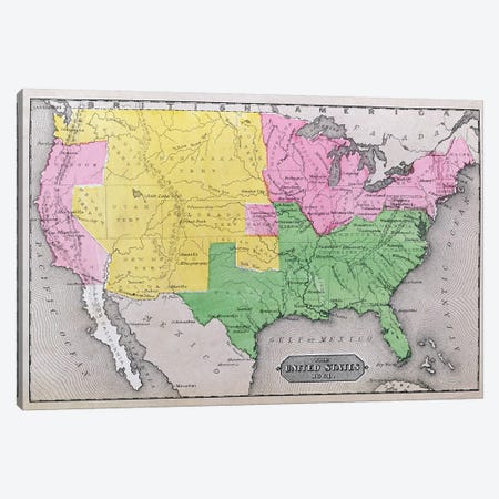 Map Of The United States In 1861, Our Whole Country: The Past And Present Of The United States, Historical And Descriptive Canvas Print #BMN1693} by American School Canvas Art Print