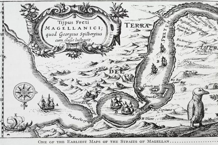 One of the earliest maps of the Straits of Magellan, from 'The Romance of the River Plate', Vol. I, by W. H. Koebel, 1914  by Portuguese School wall art