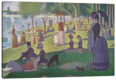 Sunday Afternoon on the Island of La Grande Jatte, 1884-86  Canvas Art Print - Dog Art