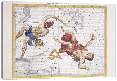 Constellation of Perseus and Andromeda, from 'Atlas Coelestis', by John Flamsteed  Canvas Art Print