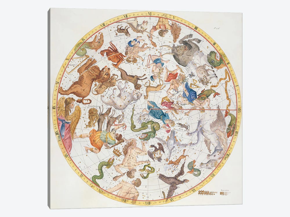 Plate 26 from 'Atlas Coelestis', by John Flamsteed  1-piece Canvas Artwork