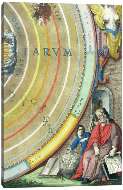 An Astronomer, detail from a map of the planets, from 'A Celestial Atlas, or The Harmony of the Universe'  Canvas Art Print