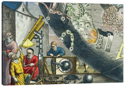 Detail Of Astronomers Looking Through A Telescope, The Celestial Atlas, 1660-61 Canvas Art Print