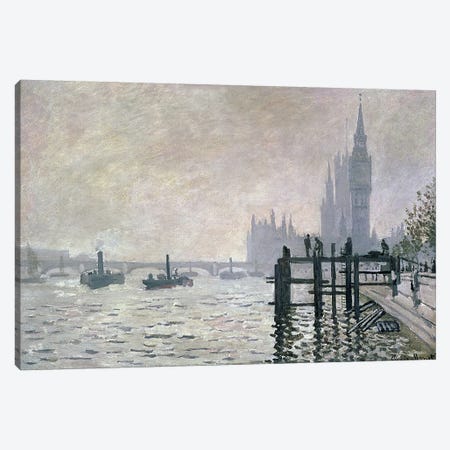 The Thames below Westminster, 1871  Canvas Print #BMN175} by Claude Monet Art Print