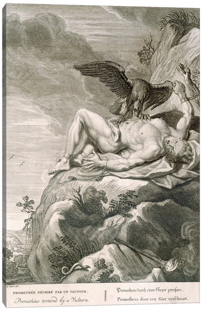 Prometheus Tortured by A vulture, 1731  Canvas Art Print - Vultures