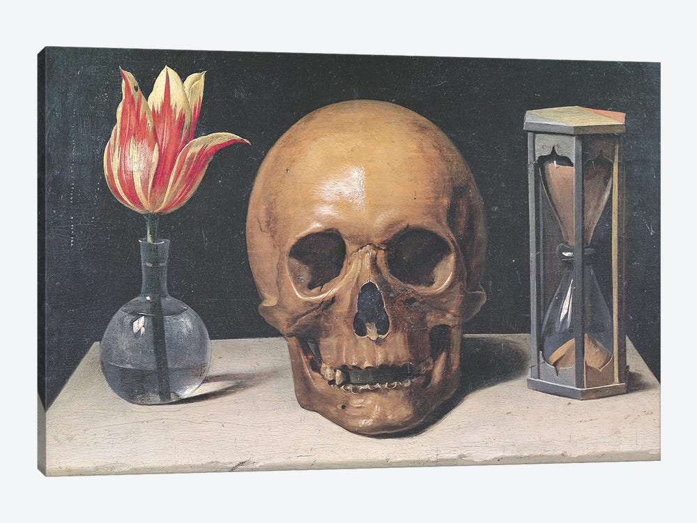 Vanitas Still Life with a Tulip, Skull and Hour-Glass  by Philippe de Champaigne 1-piece Canvas Art Print