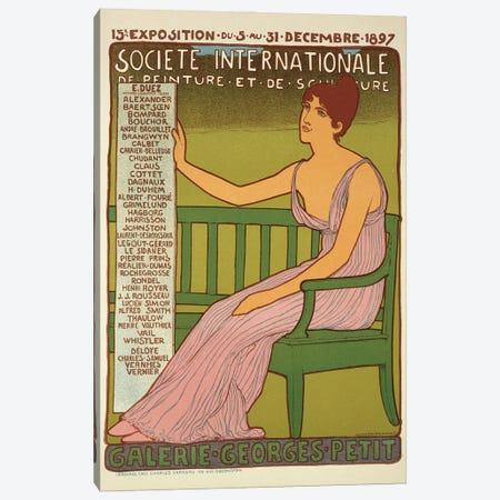 Reproduction of a poster advertising the 'Georges Petit Gallery', Paris, 1897  Canvas Print #BMN1784} by Maurice Realier-Dumas Canvas Wall Art