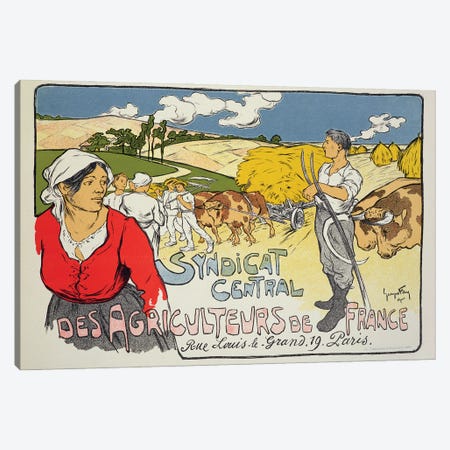 Reproduction of a poster advertising the 'Central Syndicate of French Farmers', 1900  Canvas Print #BMN1785} by Georges Fay Canvas Wall Art