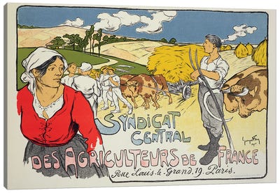 Reproduction of a poster advertising the 'Central Syndicate of French Farmers', 1900  Canvas Art Print