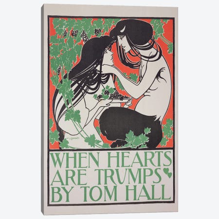 Reproduction of a poster advertising 'When Hearts are Trumps' by Tom Hall  Canvas Print #BMN1788} by William Bradley Art Print