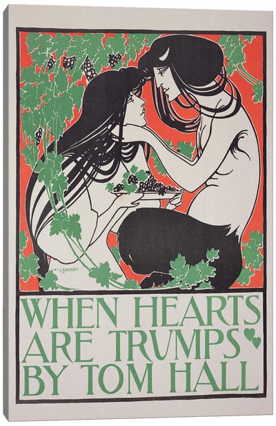 Reproduction of a poster advertising 'When Hearts are Trumps' by Tom Hall  Canvas Art Print