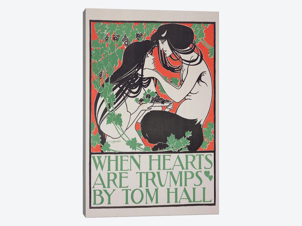 Reproduction of a poster advertising 'When Hearts are Trumps' by Tom Hall  1-piece Canvas Artwork