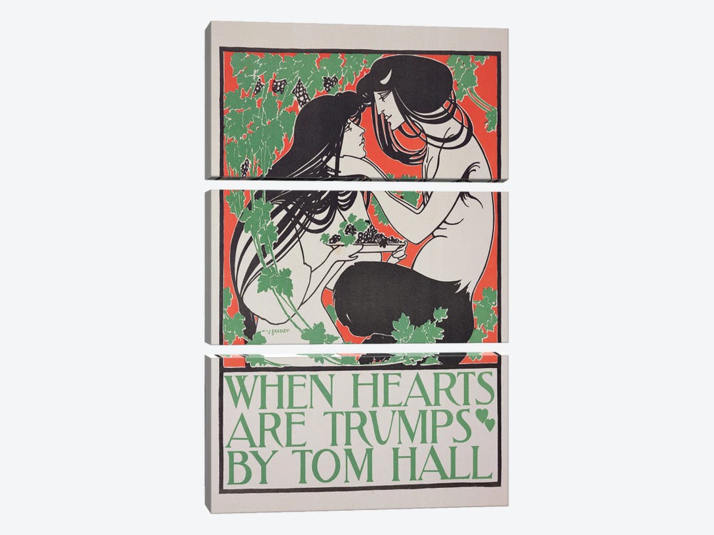 Reproduction of a poster advertising 'When Hearts are Trumps' by Tom Hall  3-piece Canvas Wall Art